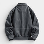 Collared Zip Jacket Suede-Touch Relaxed Fit for Men