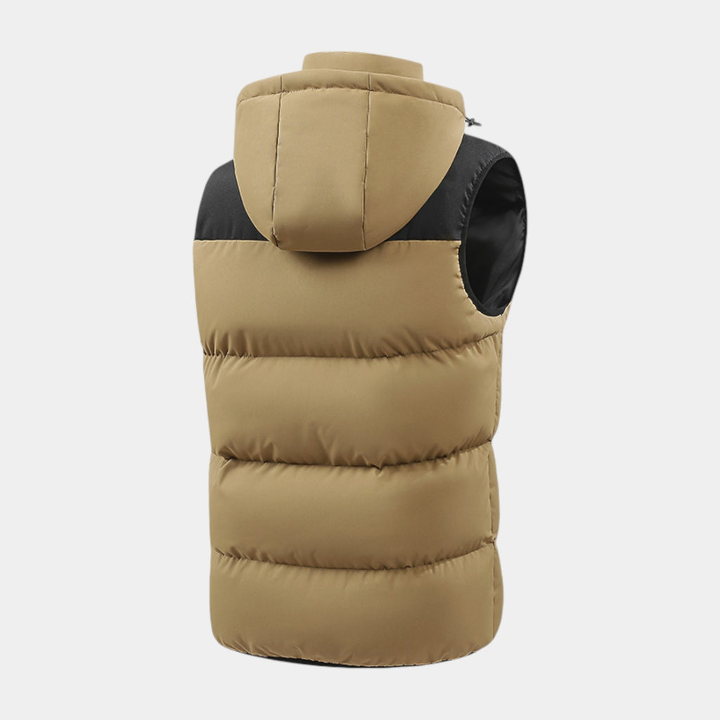 Hooded Puffer Vest Quilted Zip-Up Regular Fit for Men