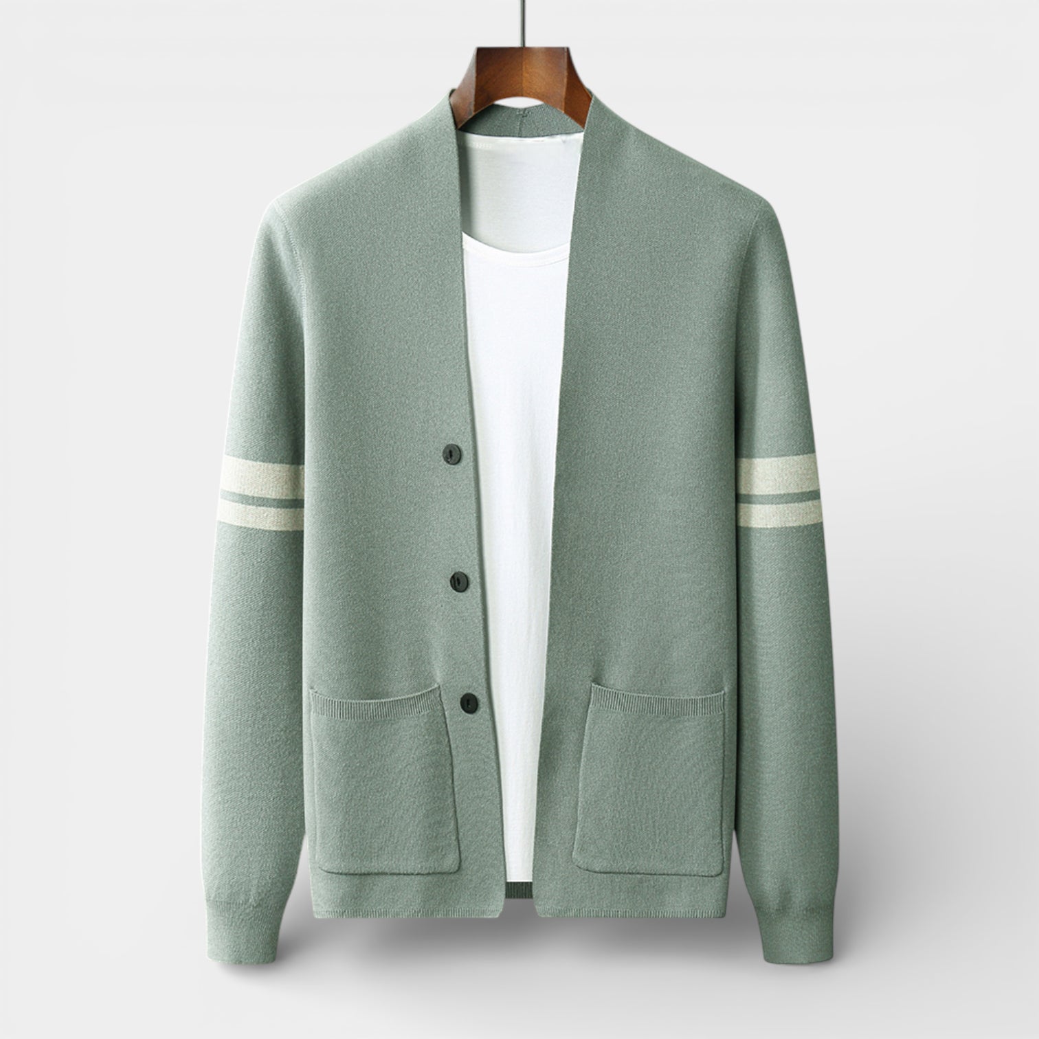 Open-Front Knit Cardigan Long Sleeve Regular Fit for Men