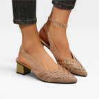 Women's Crystal Slingback Block Heels