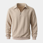 Quarter-Zip Textured Cable Knit Pullover for Men