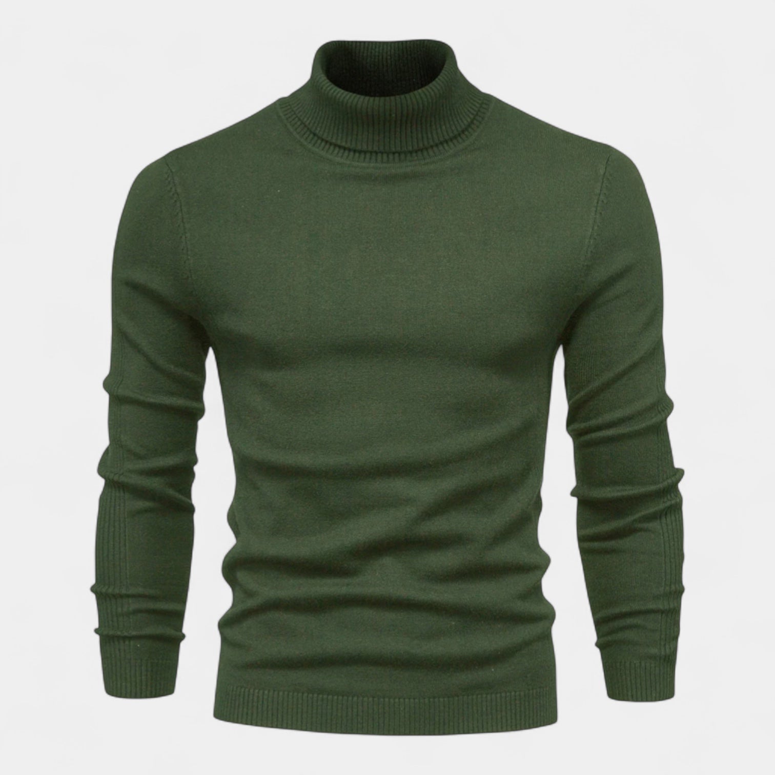 Ribbed Turtleneck Sweater Slim Fit Knit for Men