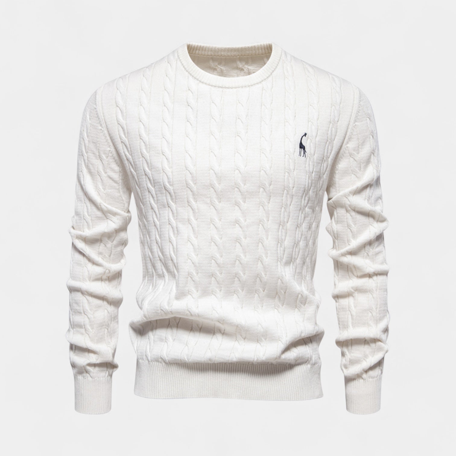 Cable Knit Crew Neck Sweater Regular Fit for Men