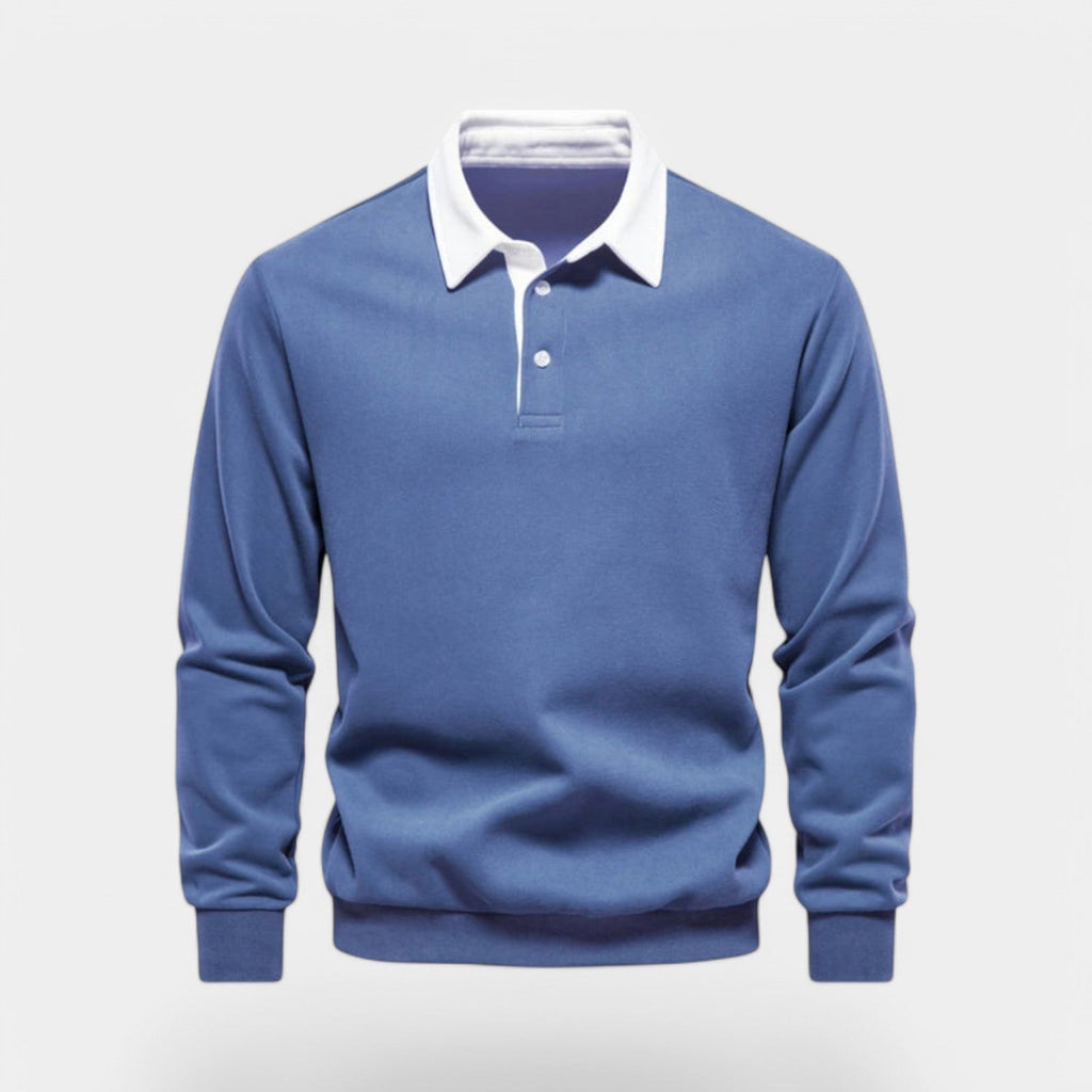 Dress Collar Polo Sweatshirt Cotton Pullover for Men