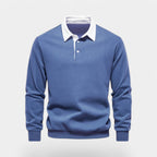 Dress Collar Polo Sweatshirt Cotton Pullover for Men
