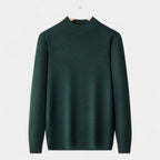Merino Blend Half-Turtleneck Pullover Ribbed Knit for Men
