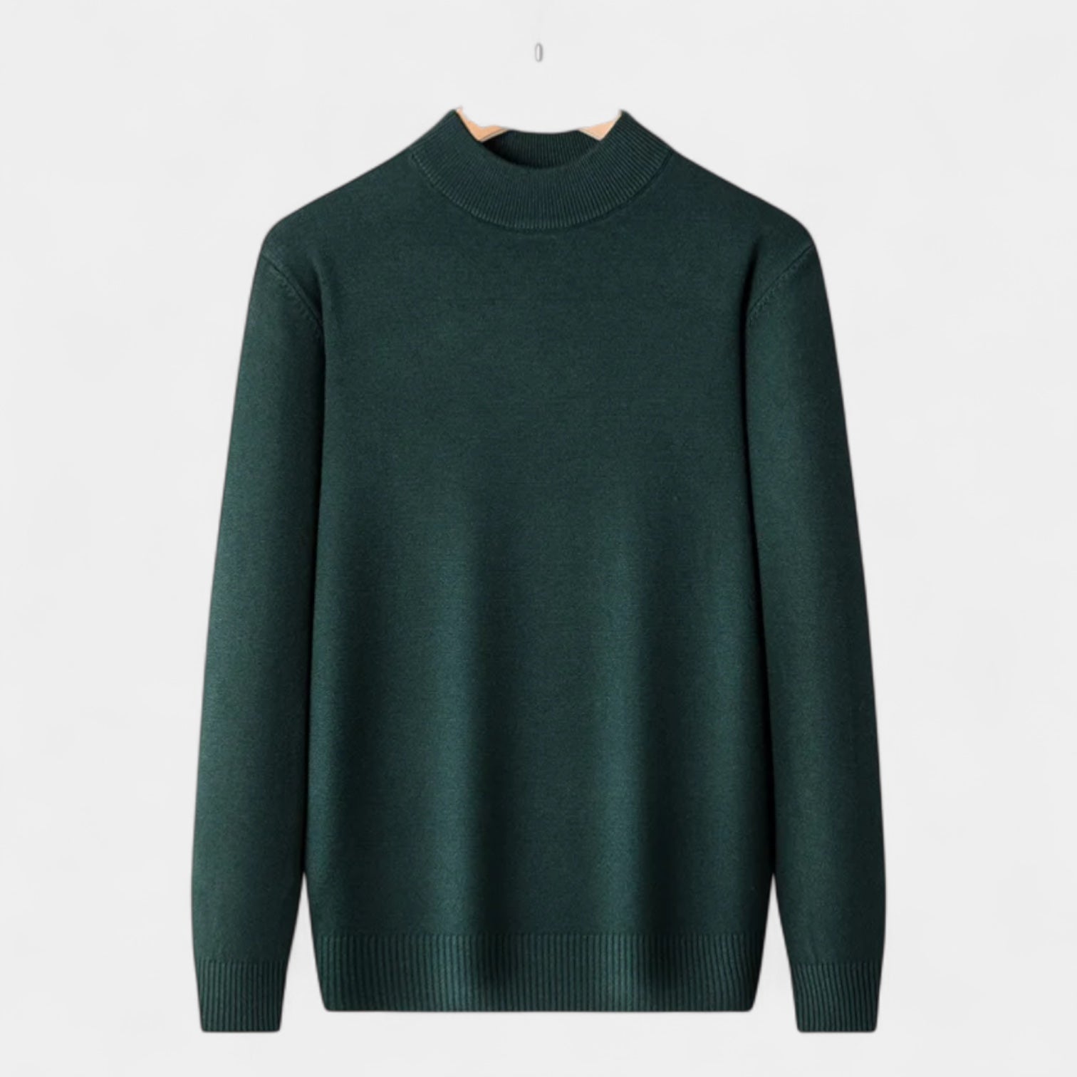 Merino Blend Half-Turtleneck Pullover Ribbed Knit for Men
