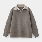 Wool Blend Collared Pullover Sweater Ribbed for Men
