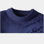 Distressed Ombre Crewneck Knit Sweater Regular Fit for Men