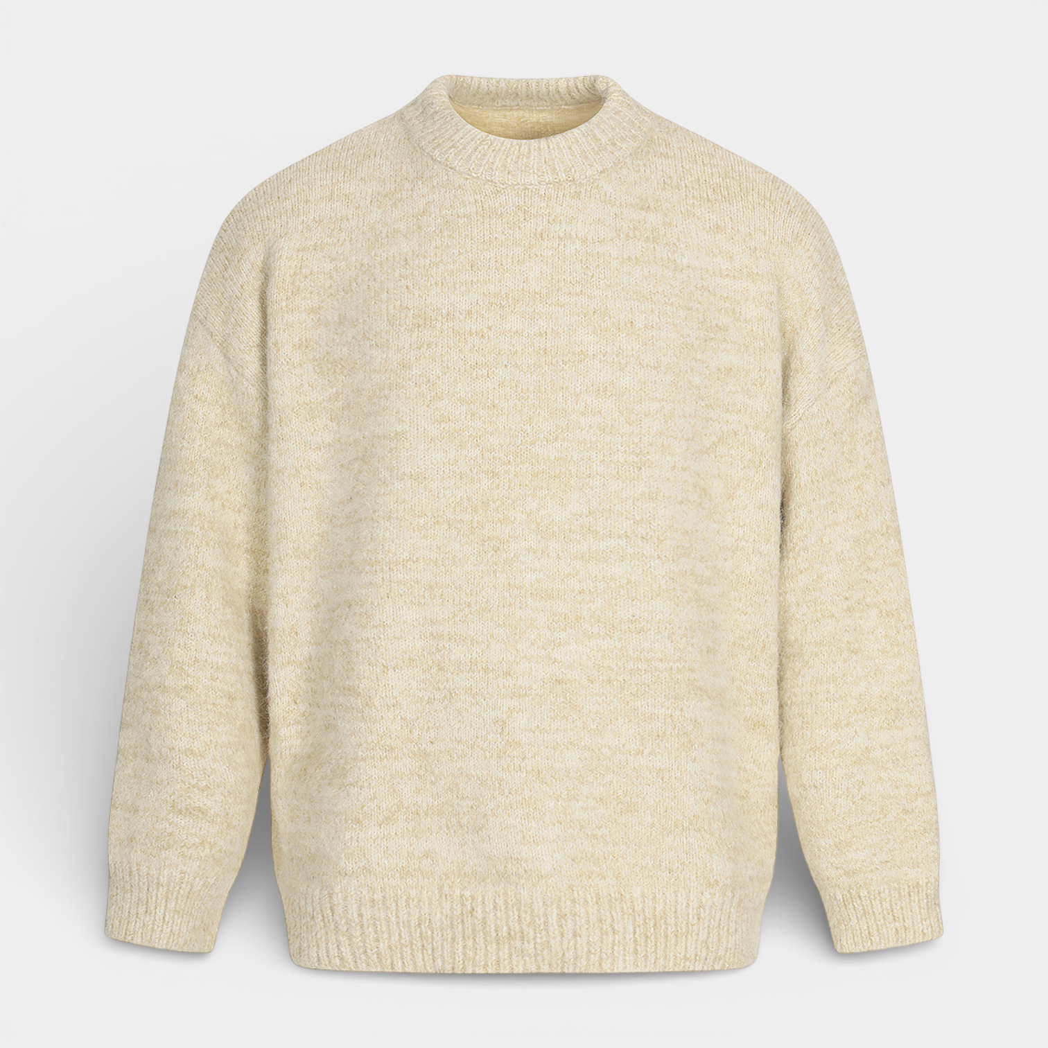 Relaxed Fit Fisherman Crewneck Knit Sweater for Men