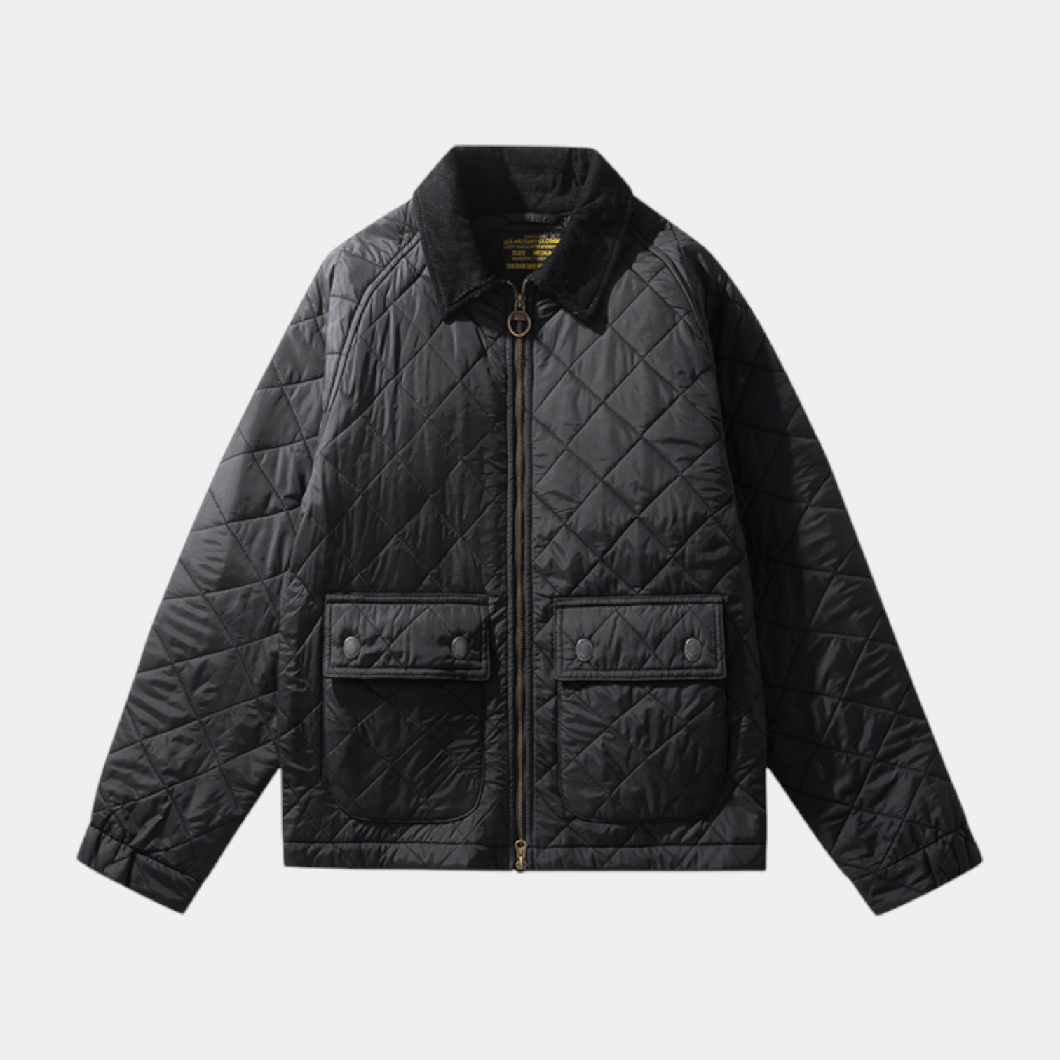 Quilted Zip-Up Jacket Diamond-Stitch Regular Fit for Men