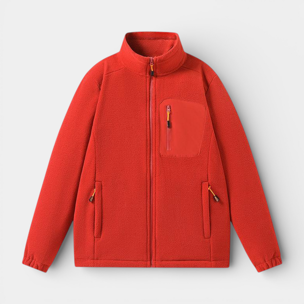 Fleece Full-Zip Jacket Stand Collar Regular Fit for Men
