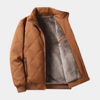Diamond-Stitch Zip Jacket Stand Collar Regular Fit for Men