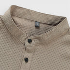 Stand Collar Henley Shirt Short Sleeve for Men