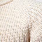 Chunky Knit Wool Blend Crewneck Sweater for Men