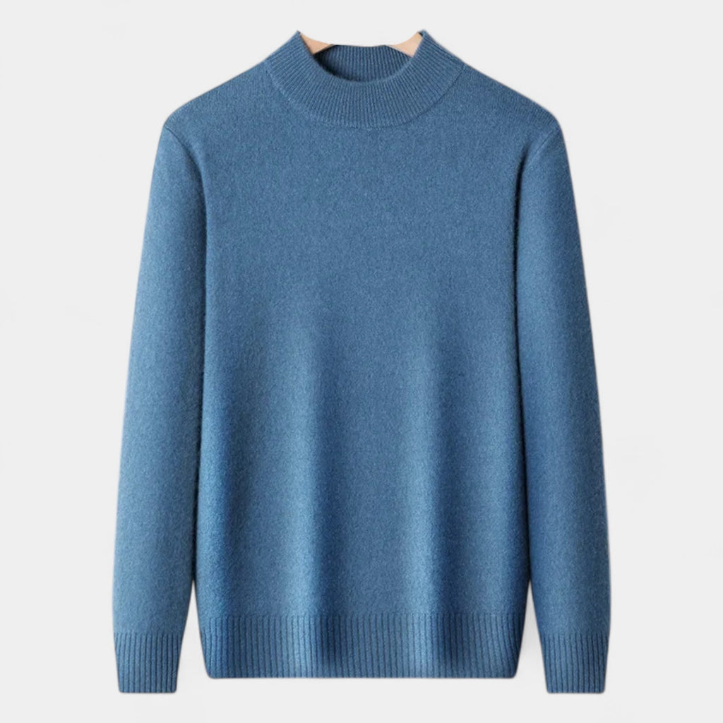 Merino Blend Half-Turtleneck Pullover Ribbed Knit for Men