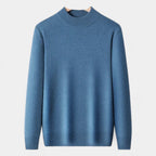 Merino Blend Half-Turtleneck Pullover Ribbed Knit for Men