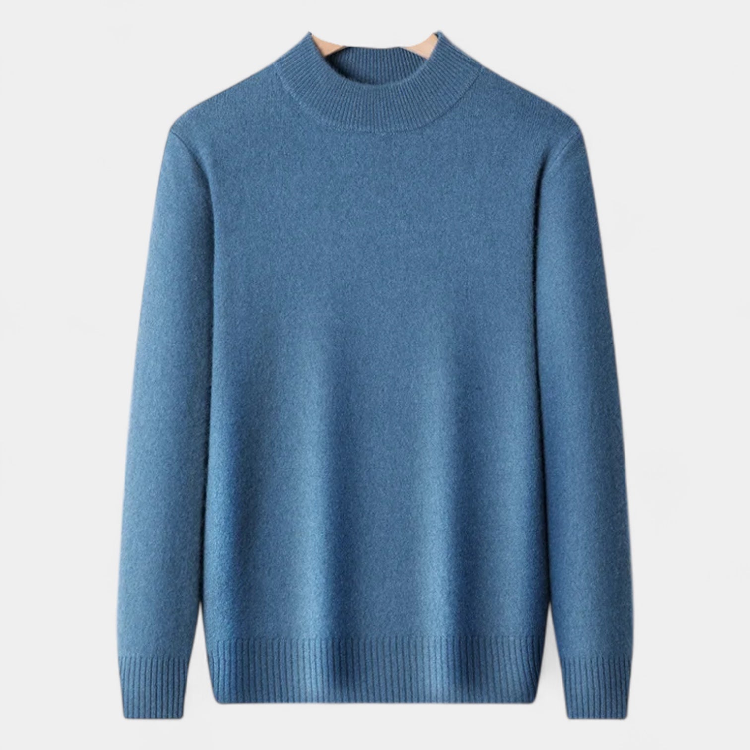 Merino Blend Half-Turtleneck Pullover Ribbed Knit for Men