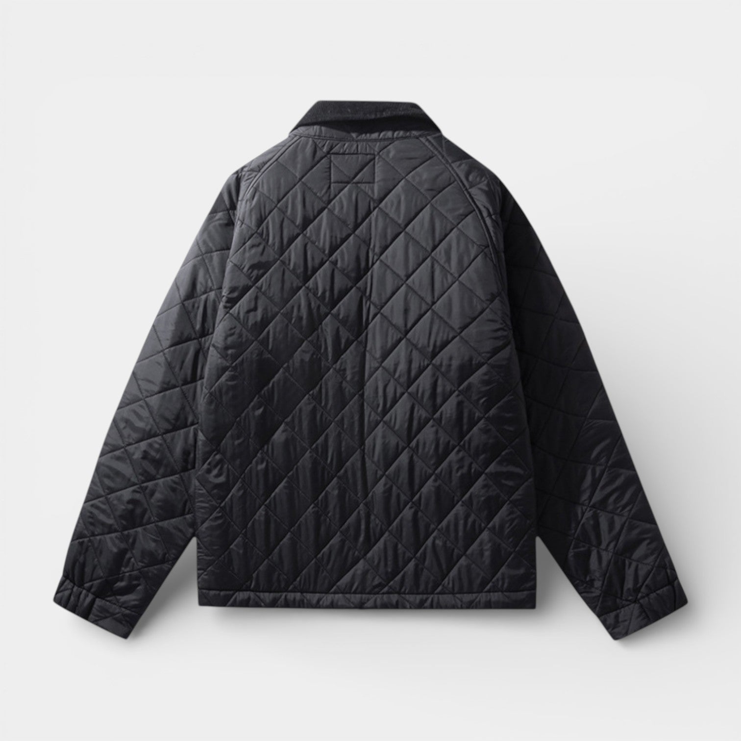 Quilted Zip-Up Jacket Diamond-Stitch Regular Fit for Men