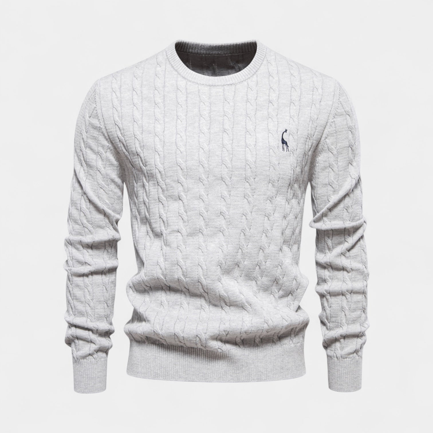 Cable Knit Crew Neck Sweater Regular Fit for Men