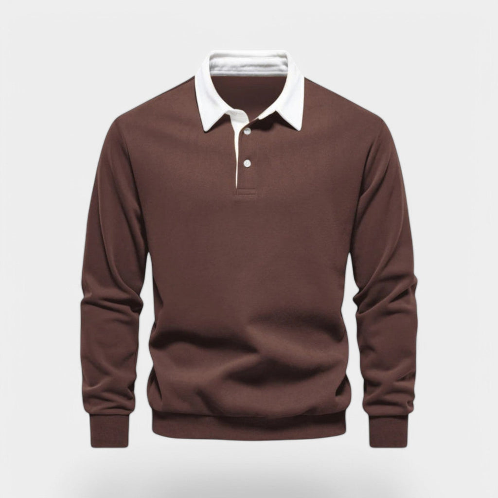 Dress Collar Polo Sweatshirt Cotton Pullover for Men
