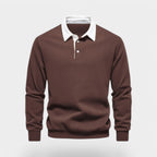 Dress Collar Polo Sweatshirt Cotton Pullover for Men