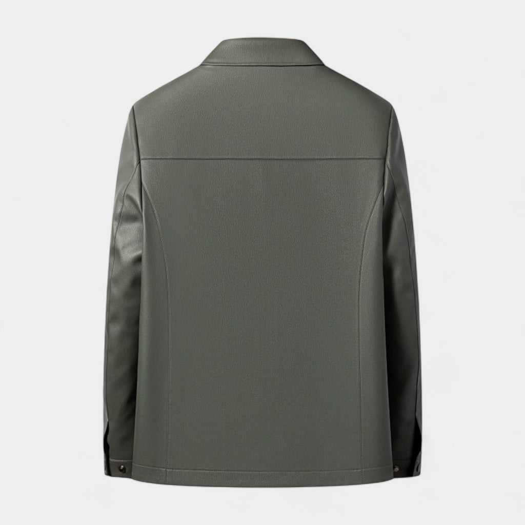 Genuine Leather Jacket Full Zip Regular Fit for Men