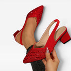 Women's Crystal Slingback Block Heels
