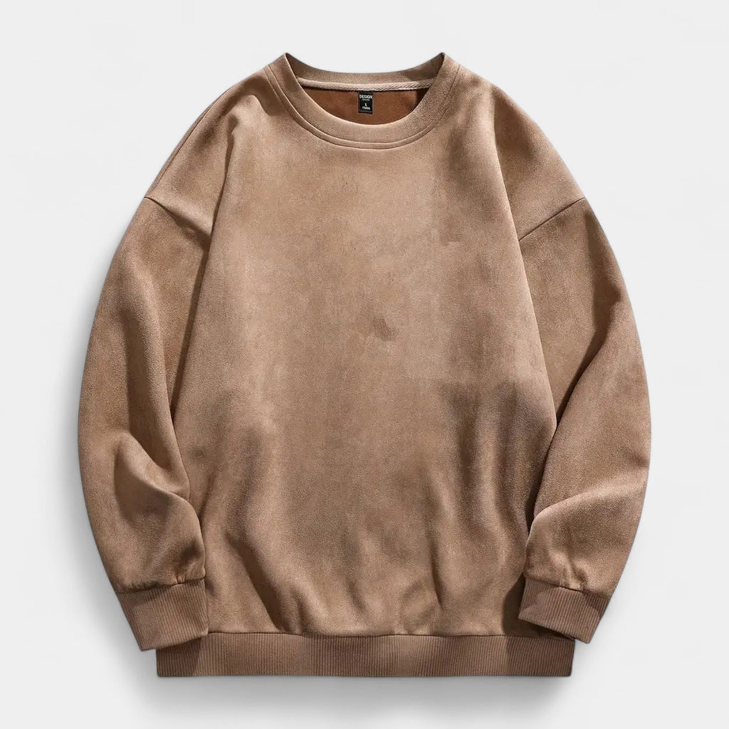 Washed Crewneck Sweater Relaxed Fit Ribbed for Men