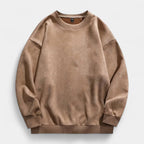 Washed Crewneck Sweater Relaxed Fit Ribbed for Men