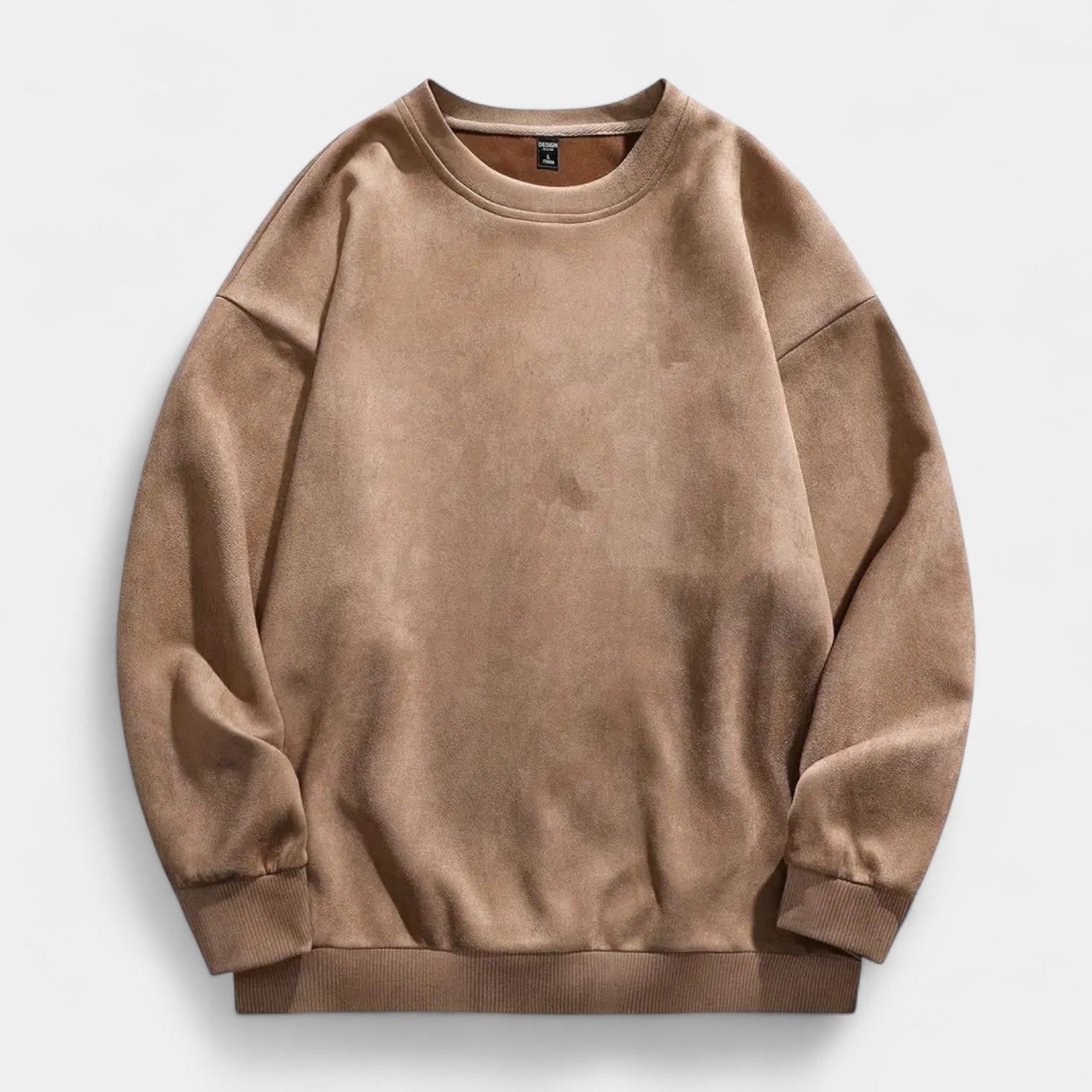 Washed Crewneck Sweater Relaxed Fit Ribbed for Men