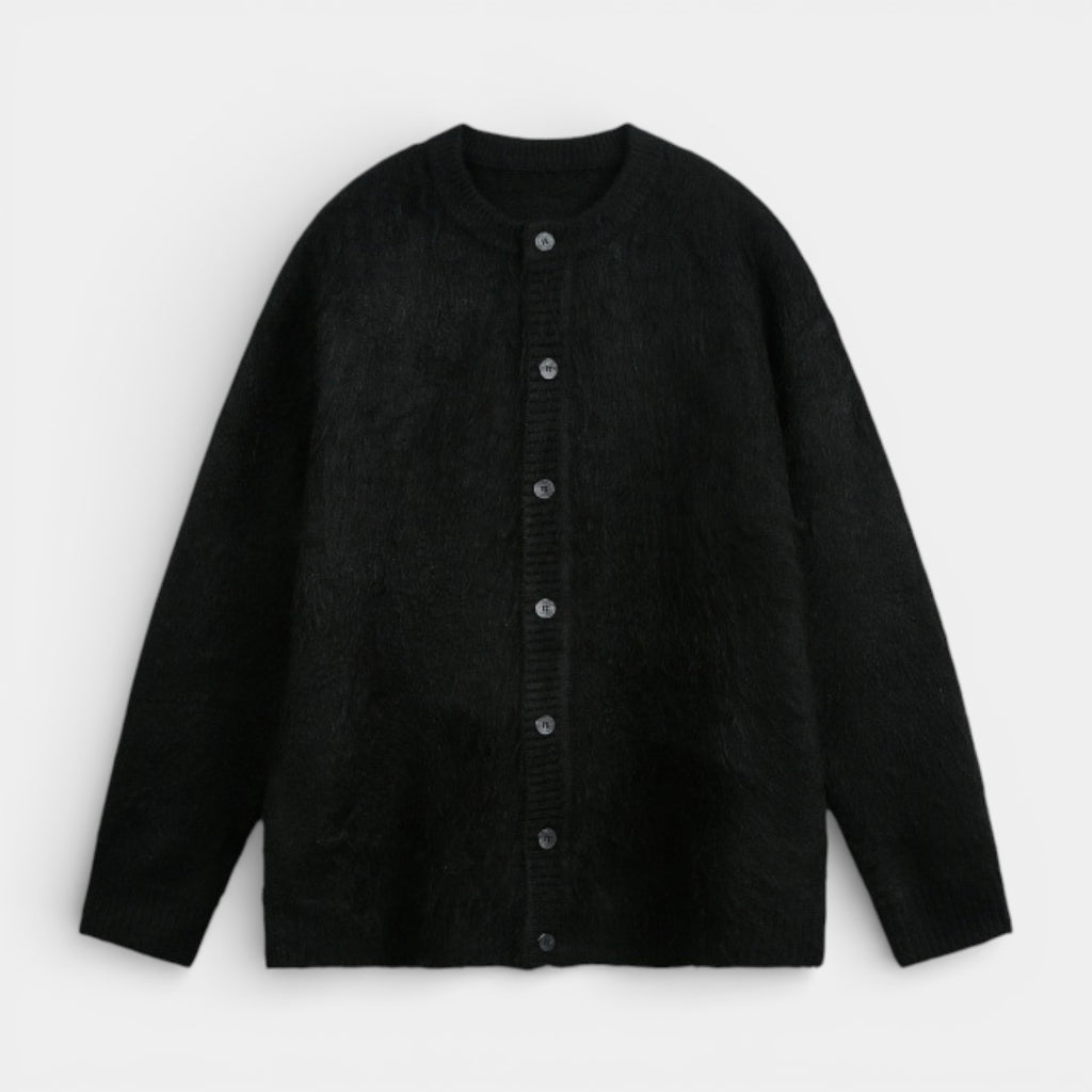 Button-Up Textured Knit Cardigan Regular Fit for Men
