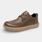 Moc Toe Lace-Up Casual Shoes Textured Grain for Men