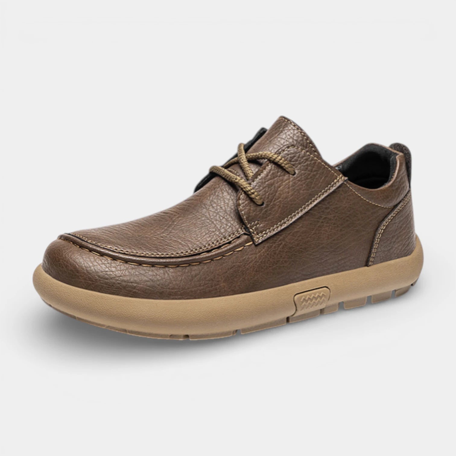 Moc Toe Lace-Up Casual Shoes Textured Grain for Men