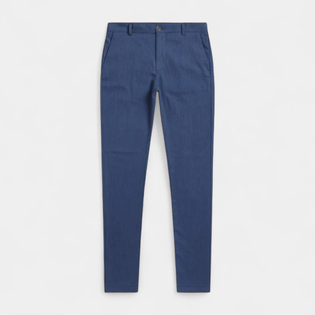Slim Fit Stretch Trousers Flat Front Tapered for Men