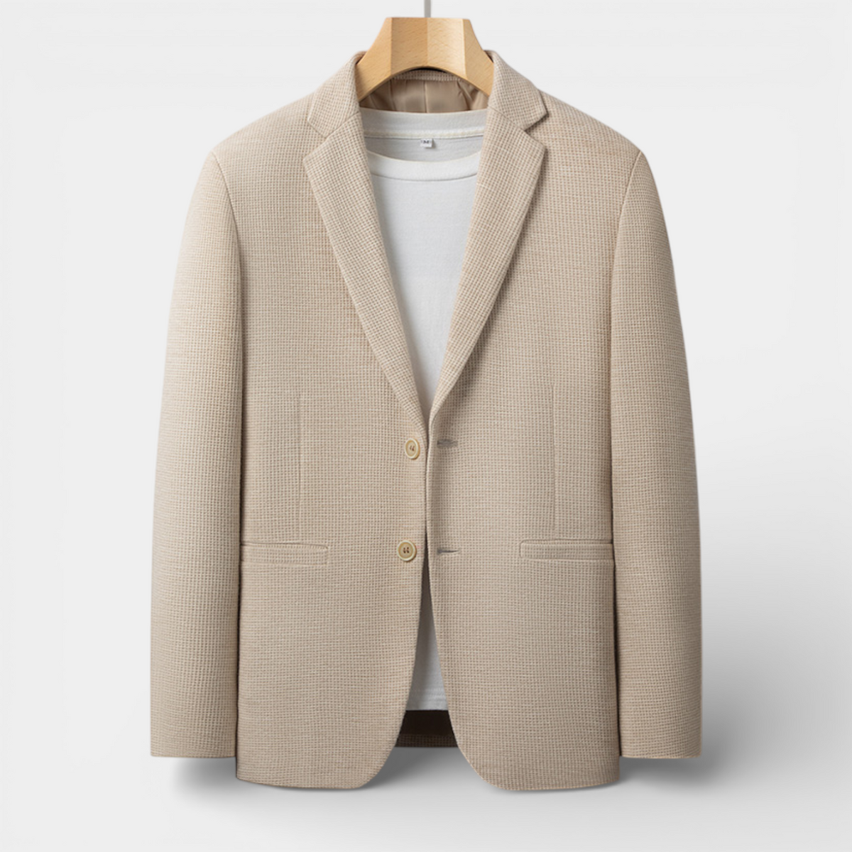 Single-Breasted Structured Blazer Notch Lapel for Men