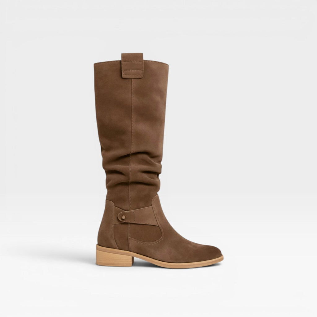 Women's Knee-High Suede Buckle Boots