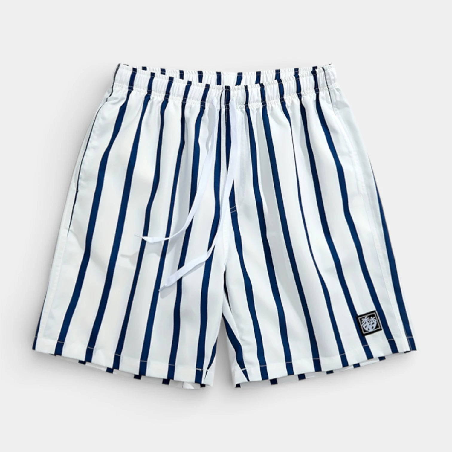 Vertical Stripe Drawstring Swim Shorts Relaxed Fit for Men