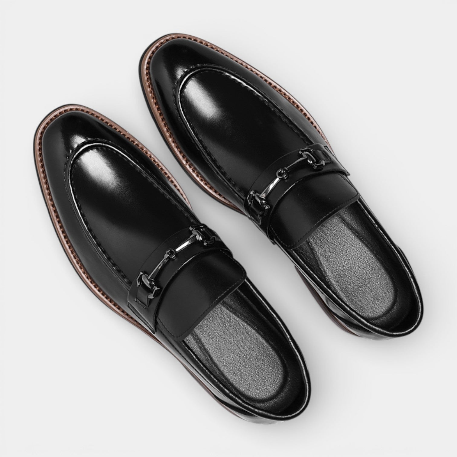 Slip-On Bit Loafers Polished Almond Toe for Men