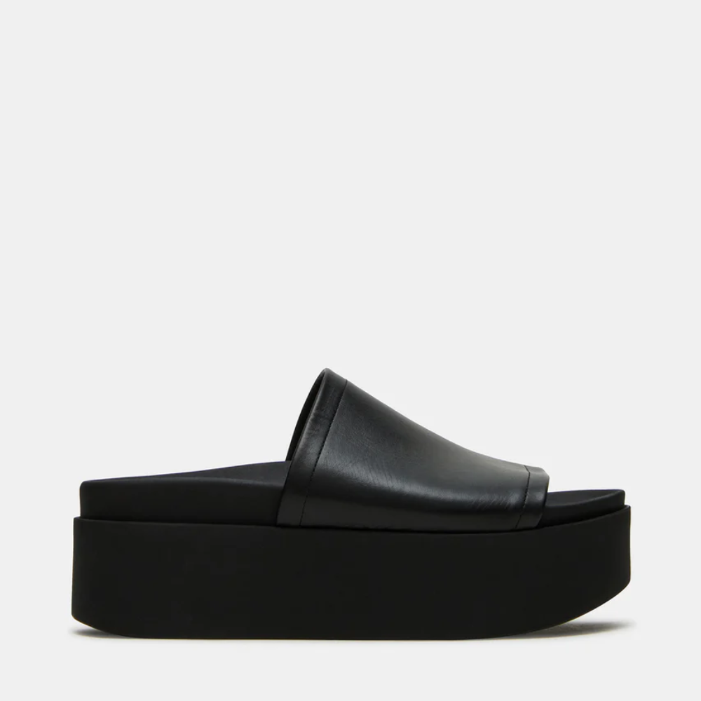 Women's Leather Chunky Flatform Slides