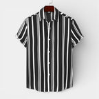 Button-Up Striped Tee Shirt Regular Fit for Men