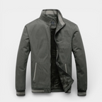 Zip-Up Stand Collar Jacket Ribbed Trim for Men