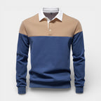 Color Block Long Sleeve Pullover Polo Shirt for Men