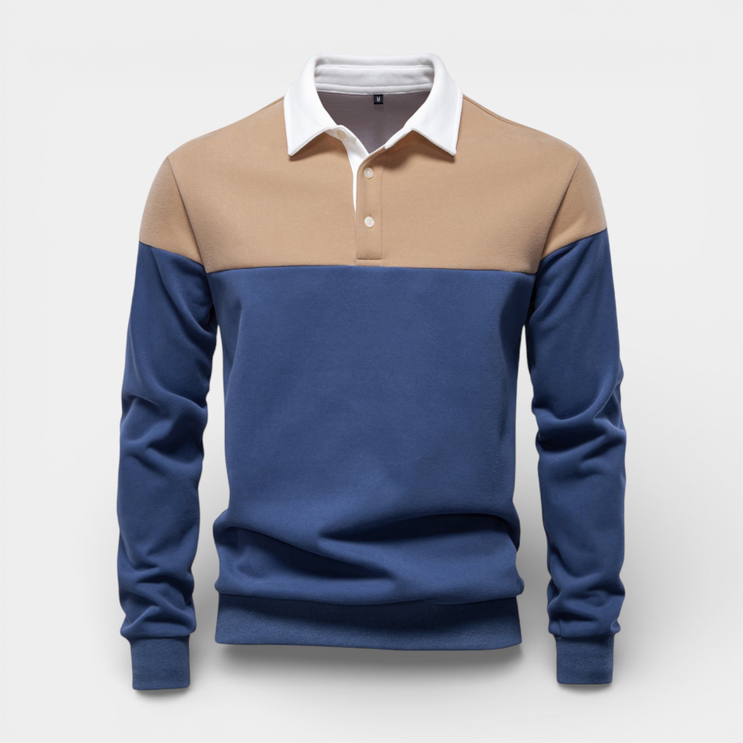 Color Block Long Sleeve Pullover Polo Shirt for Men