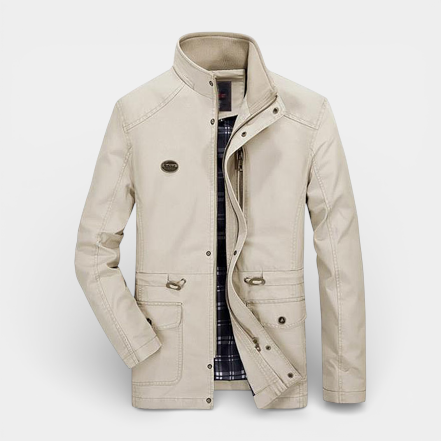 Stand Collar Multi-Pocket Field Jacket Regular Fit for Men