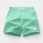 Textured Swim Shorts Elastic Waist Drawstring for Men