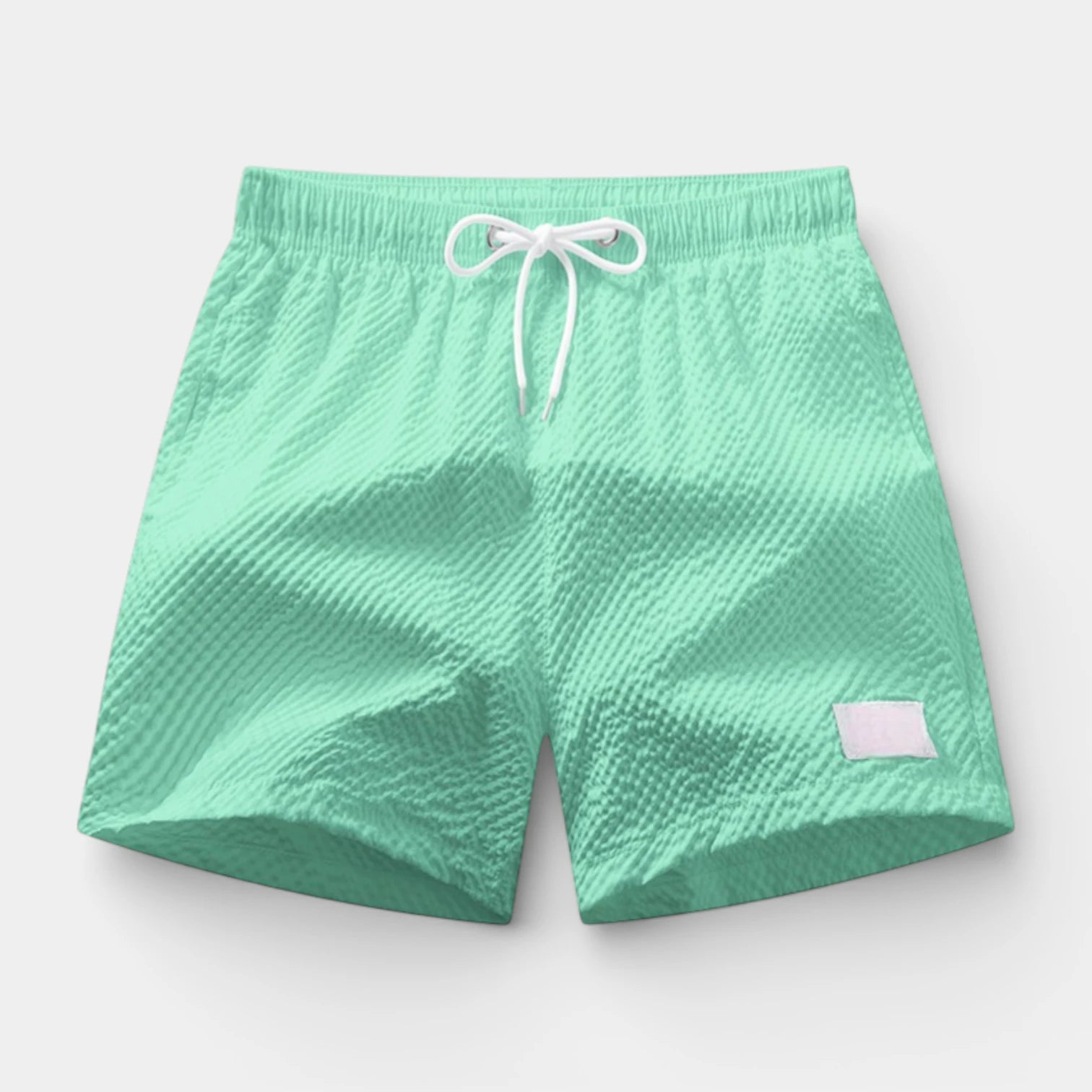 Textured Swim Shorts Elastic Waist Drawstring for Men