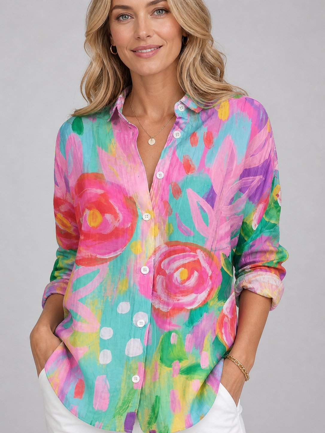 Women's Printed Blouse with Relaxed Fit