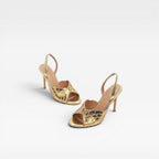 Women's Metallic Slingback Peep Toe Heels