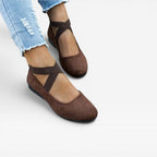 Women's Minimalist Cross-Strap Ballet Flats